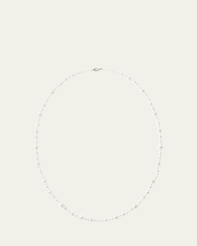14K Yellow Gold Multi-Size White Freshwater Pearl Strand Necklace